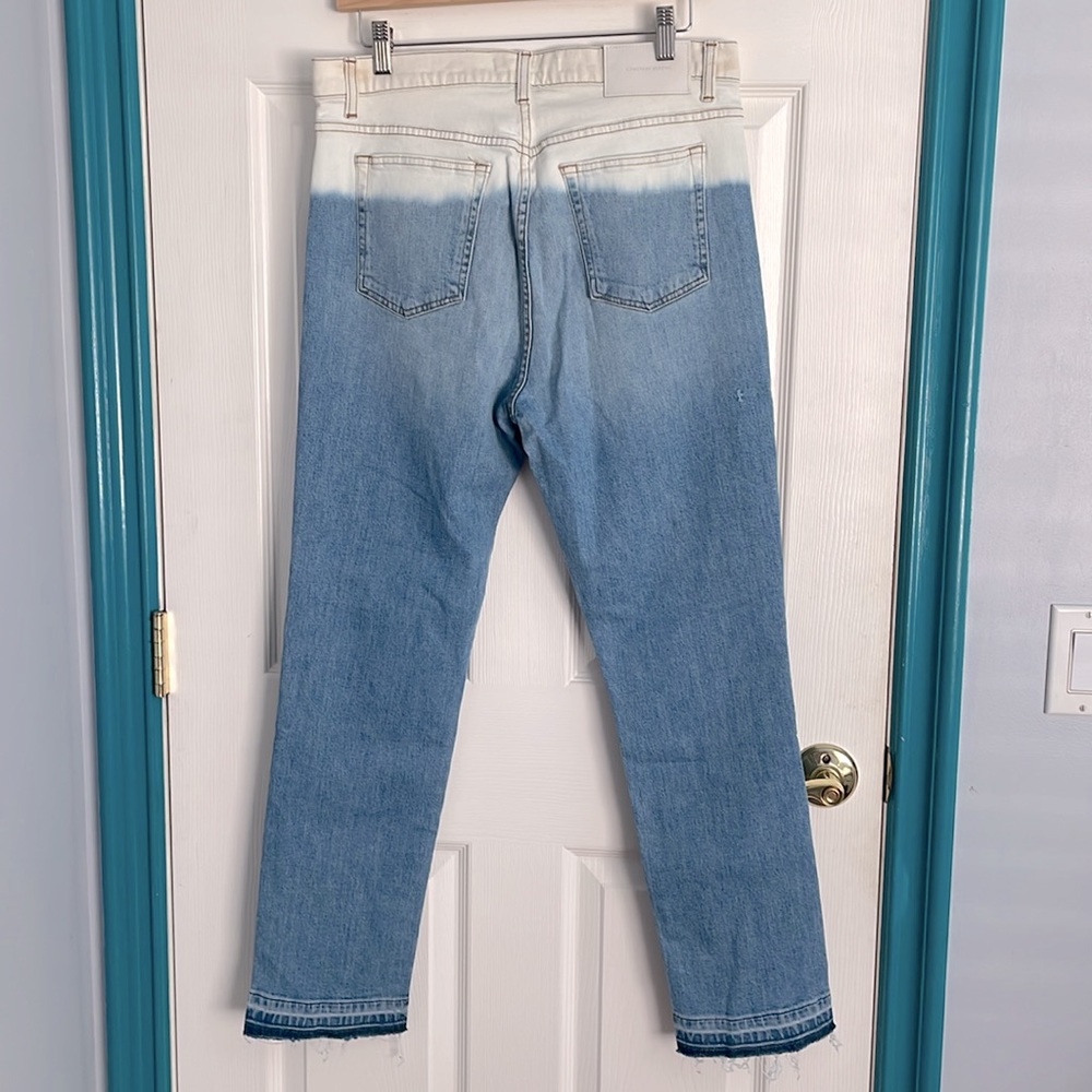 Jonathan Simkhai | High Rise Straight Leg White and Blue Dipped Jeans NWT - Picture 5 of 16